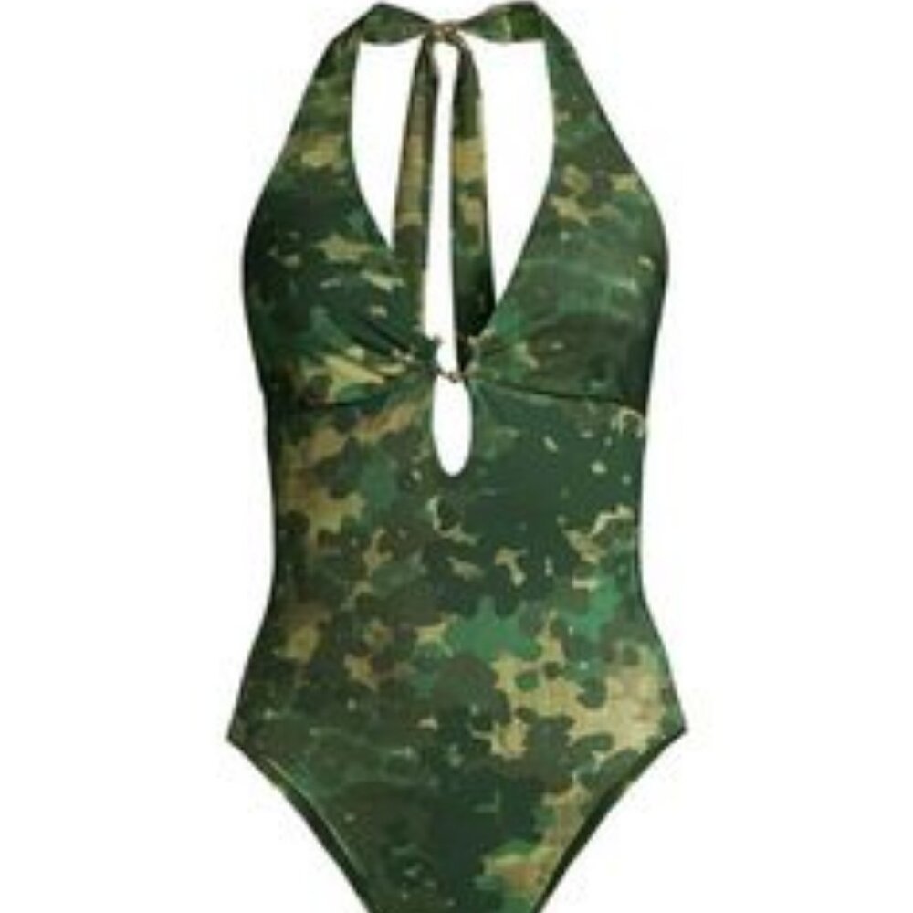 Green One-Piece Swimsuit Robin Piccone Eden Camo New with Tags Size 14